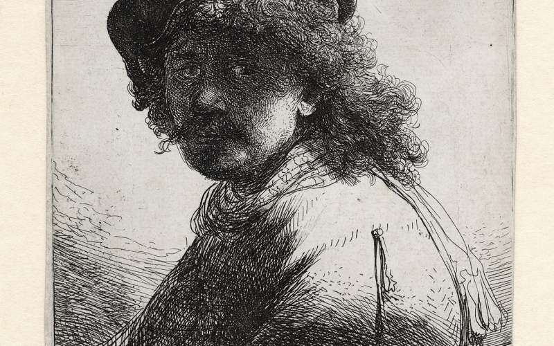 3 Rembrandt, Avtoportret s kapo in šalom, 1633, Muzej Rembrandtova hiša, Amsterdam.jpg