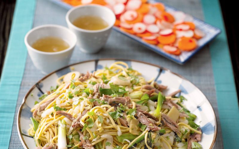 duck and spring onion noodles