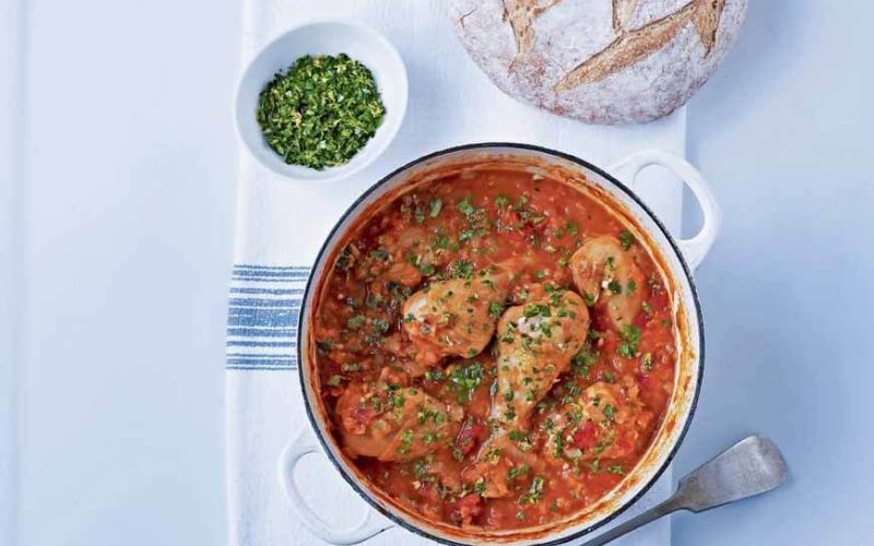 chicken and lentil stew with gremolatamake it tonight: on a budgeteverydayadditional information:overhead shot of gremolataoverheard shot of bread