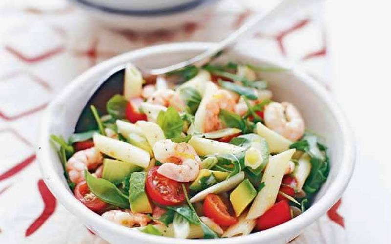 Prawn & avocado pasta saladTake a bag of prawnspage 36