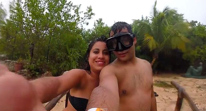 selfie, plaža, cancun