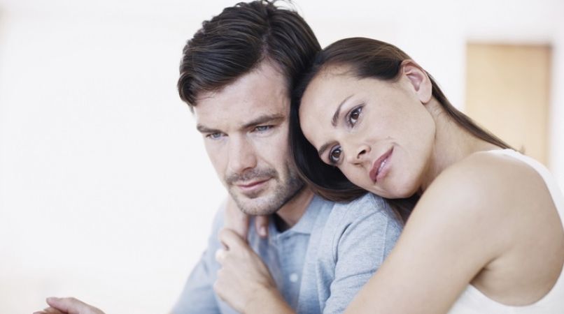 woman hugging man
