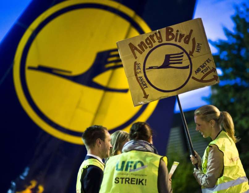lufthansa pilot stevardesa letalo štrajk stavka