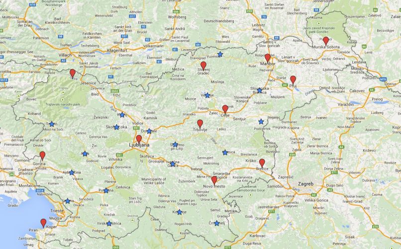 zemljevid uregntnih centrov in satelitov po državi