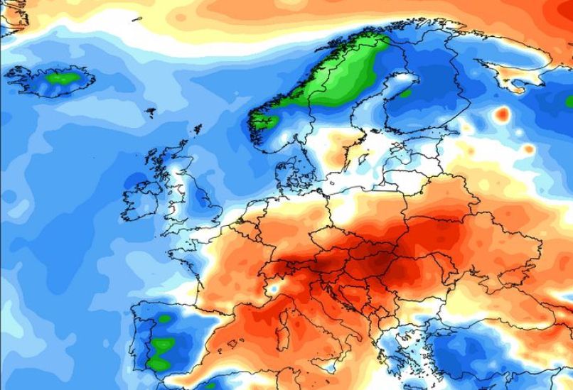 Letošnje poletje je v južni in srednji Evropi kar za več kot 7 stopinj toplejši od dolgoletnega povp