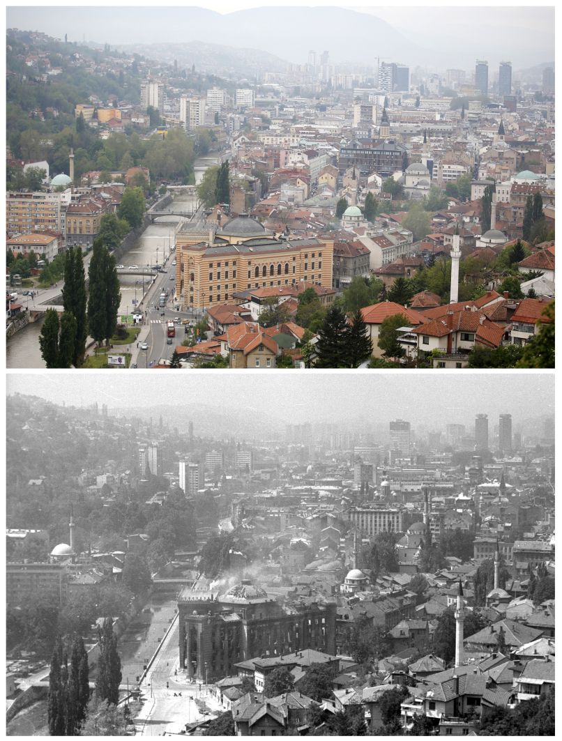 Razrušeno mesto Sarajevo in prenovljeno