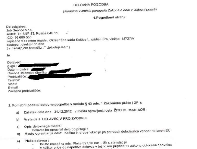 Pogodba delavec žita