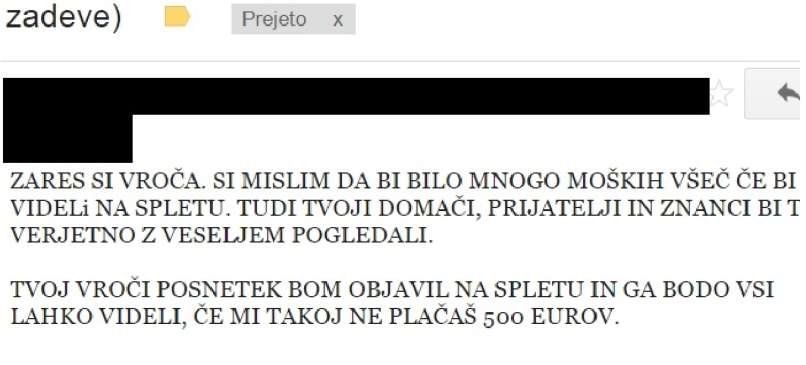 Tako izsiljevalno pismo je Tomaž poslal Petri