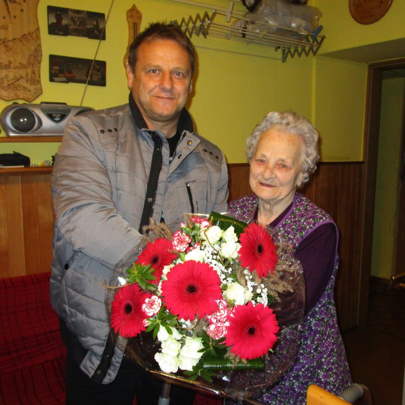 Stoletni gospe iz Trente je voščil tudi bovški župan