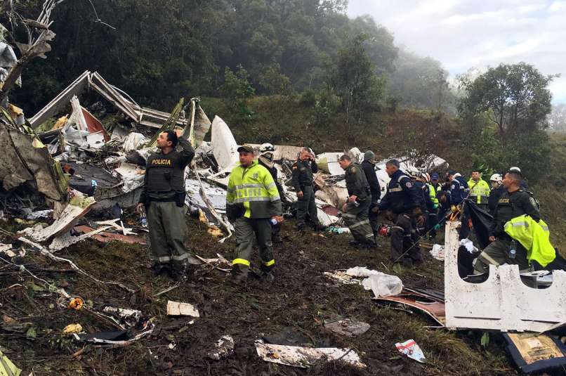Letalo, strmoglavljenje, Chapecoense