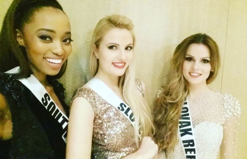 Lucija Potočnik z miss Universe Južne Afrike in miss Universe Slovaške