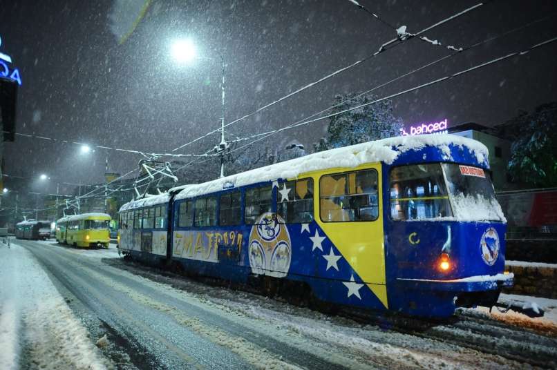 sneg, Sarajevo, tramvaj, 19