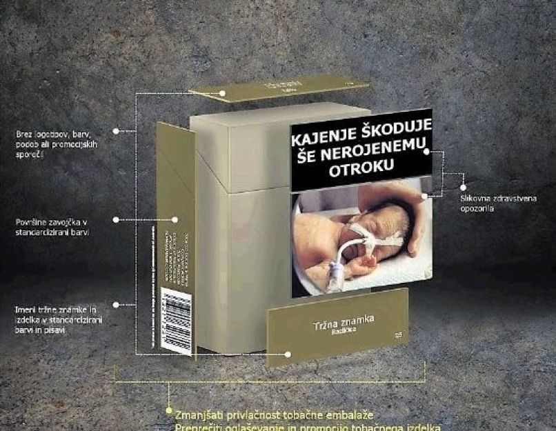 enotna embalaža, tobačni izdelki, cigareti