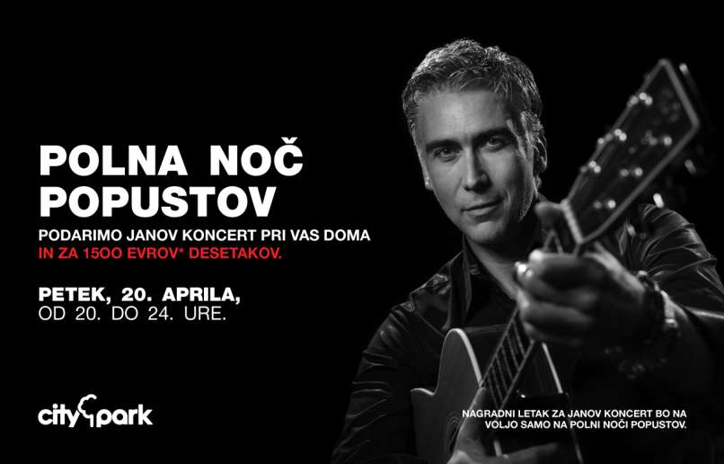 Z nočnim nakupovanjem v Cityparku lahko osvojite zasebni koncert Jana Plestenjaka.