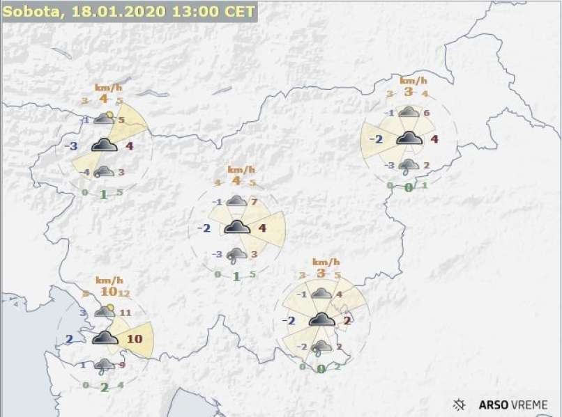 verjetnostna napoved, sobota 18.1.2020