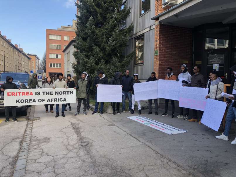 protest, eritrejci, prosilci za azil, begunci