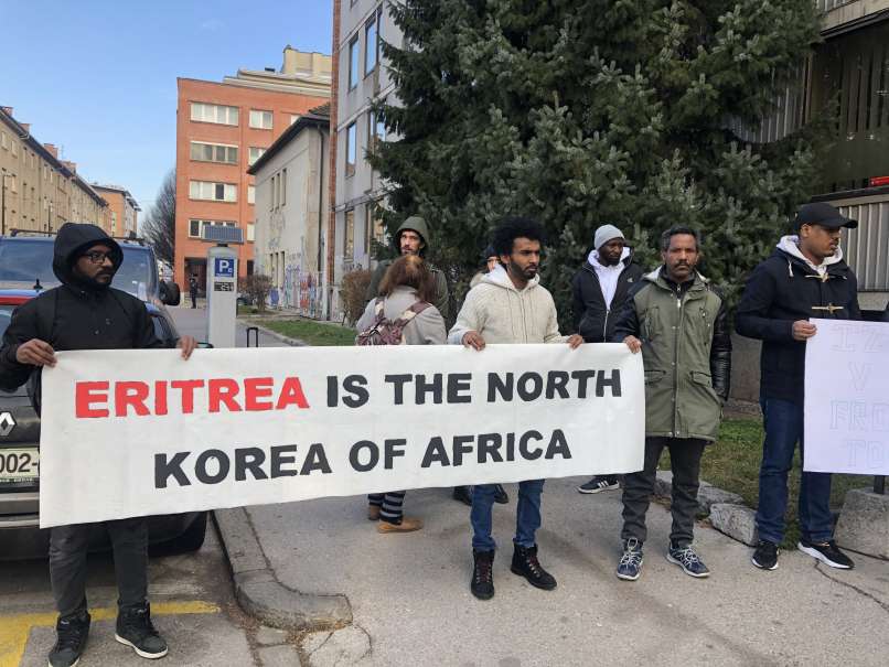 protest, eritrejci, prosilci za azil, begunci