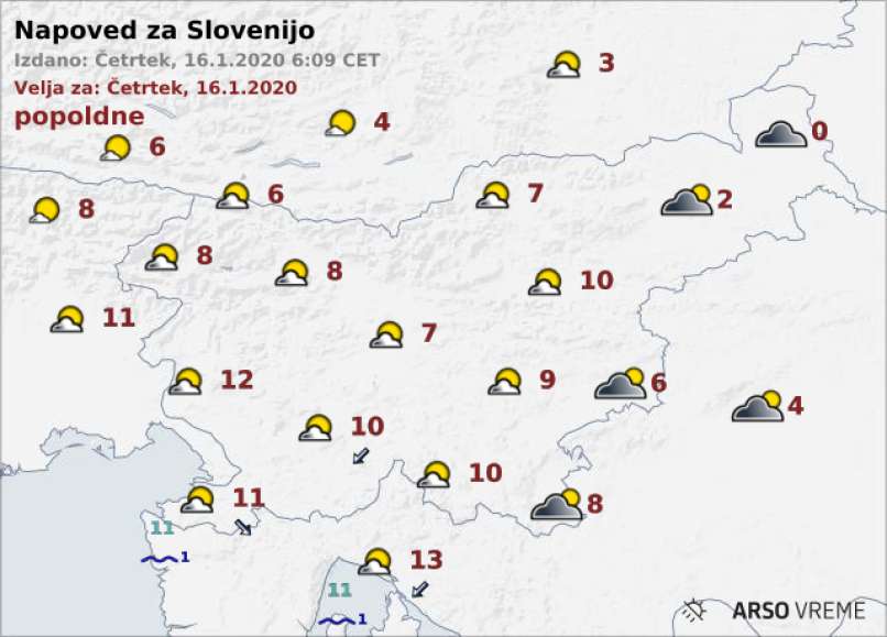 vreme cetrtek 16 januar 2020