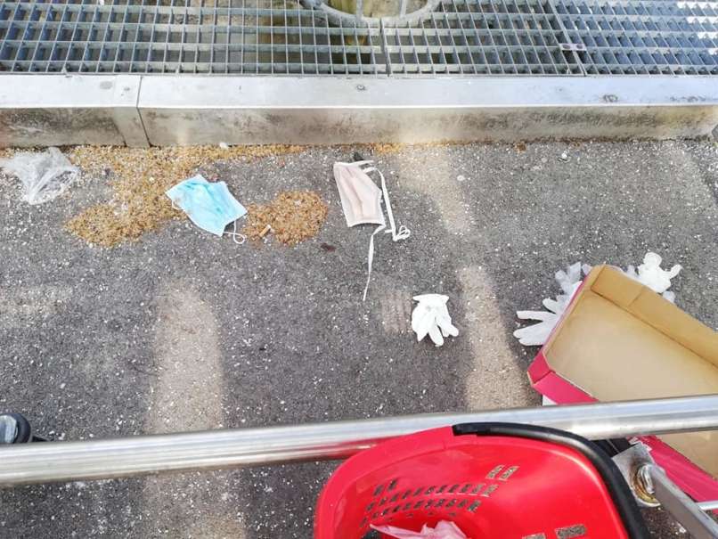 odpadki, maske, trgovina, rokavice, zaščitna oprema