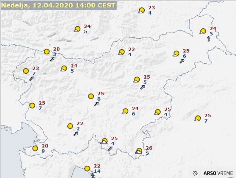 temperature, napoved, 12.4.2020