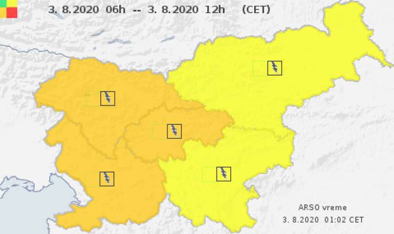 arso, nevihte, opozorilo