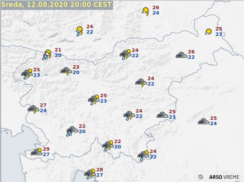 napoved, sreda 12.8.