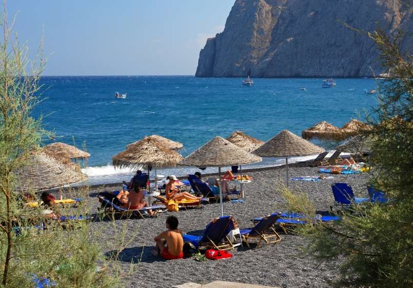 plaža, grčija, santorini