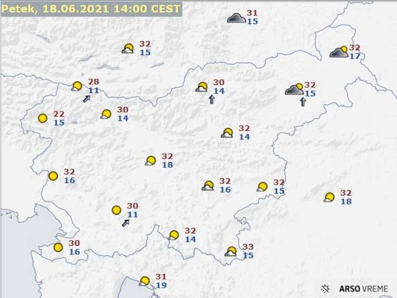 prognoza, petek 18.6