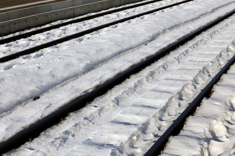 zimska, sneg, železniška proga, železniški tiri