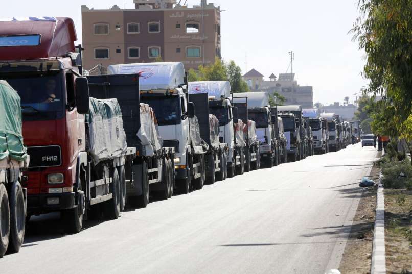 gaza, tovornjak, humanitarna-pomoč, rafa