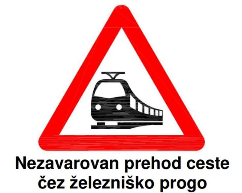 nov vlak, prehod čez progo, prometni znak