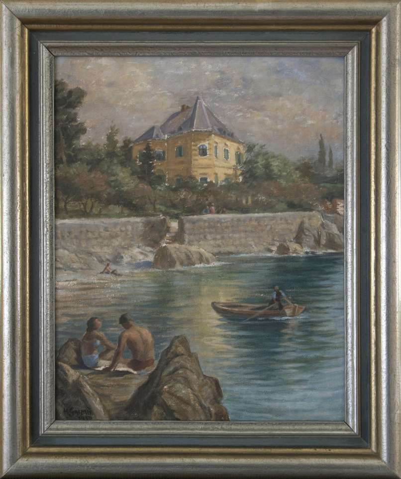 MG Dom Korotan v Lovranu 56x46,5 cm olje na platno 1950