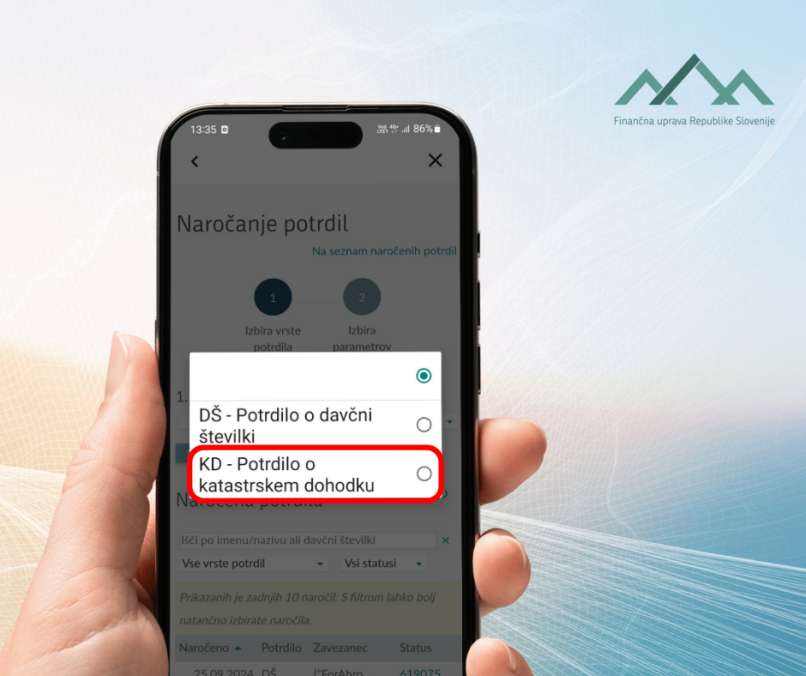 Katastrski dohodek mobilna aplikacija eDavki