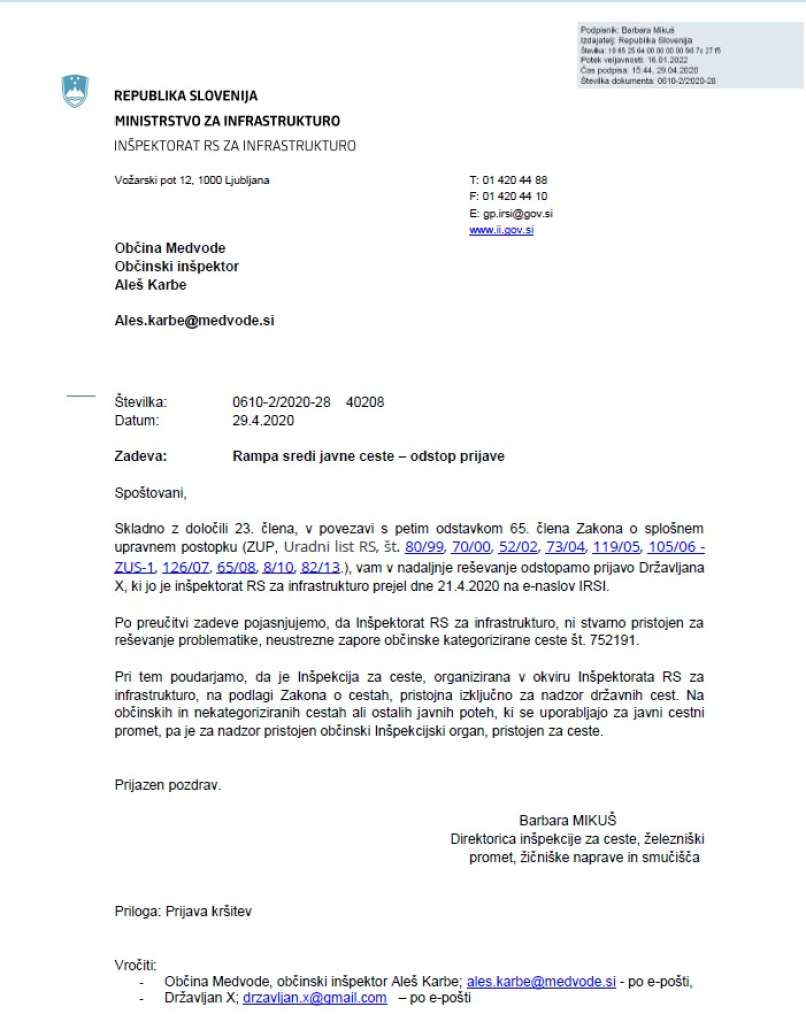 odstop prijave zapornica Brezovec 2020