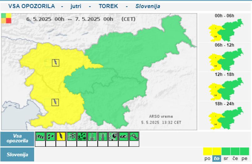 meteo.si - Uradna vremenska napoved za Slovenijo - Državna meteorološka služba RS - Opozorila – Avast Secure Browser 5.5.2025 225415