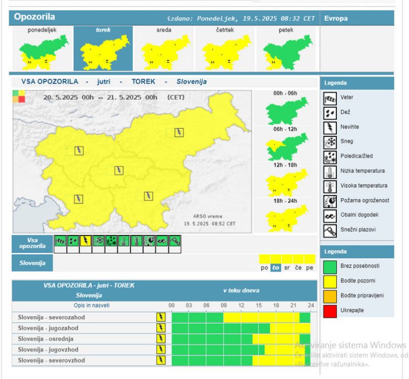meteo.si - Uradna vremenska napoved za Slovenijo - Državna meteorološka služba RS - Opozorila – Avast Secure Browser 19.5.2025 125703