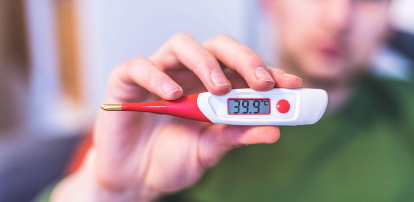 vročina, povišana telesna temperatura, gripa
