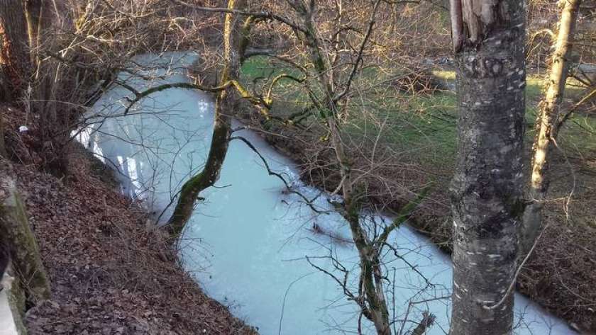 FOTO: Bršljinski potok zopet mlečno bele barve