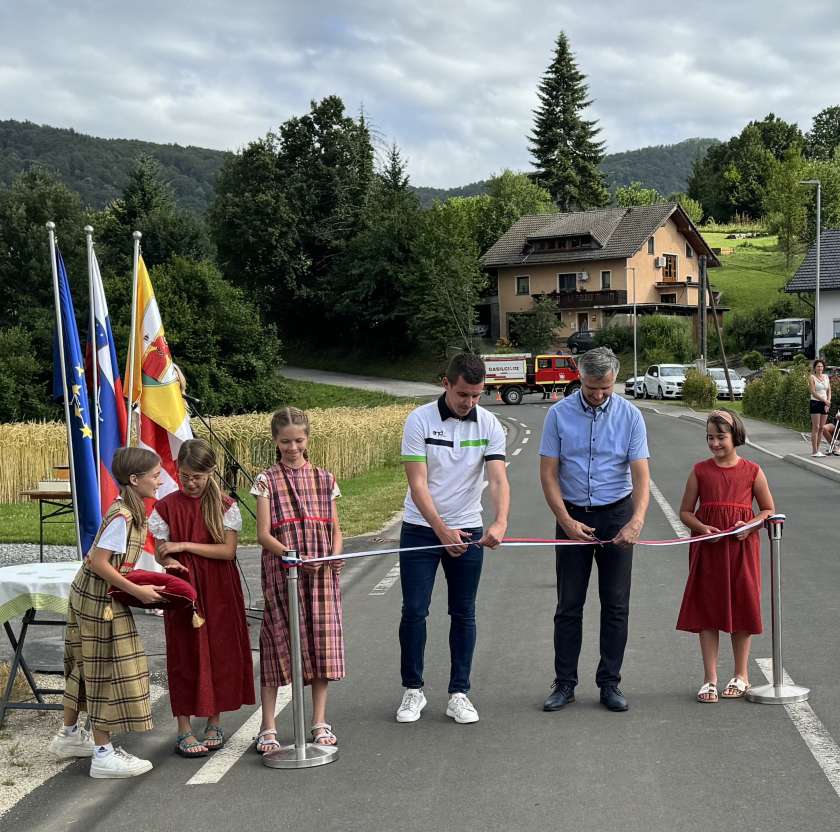 Šolska cesta na Dolžu z novim pločnikom in javno razsvetljavo