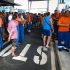 Luka Koper delavci blokirajo vhod za tovornjake