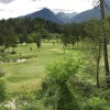 Footgolf Bovec – luknja številka 6 z začetnim udarcem s hriba.