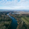 reka-mura, mura, struga, širitev, nasip, kanal, reka, dron, zrak, panorama, prekmurje, pomurje