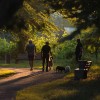 simbolična, park, pes, sprehajanje-psa, povodec