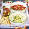 marinated feta in thyme and chilli oilroasted pepper salad with capers and pine nutsminty bean and courgette dip with pitta crispslet's eat outdoorsweekend