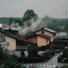 simbolična, zima, kurjava, kurjenje, drva, dim, onesnaženje, zrak