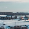simbolična, sneg, zima, pokrajina, ulica, ljudje, snežinke, goričko