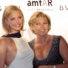Charlize Theron z mamo Gerdo Maritz pred uradno večerjo dobrodelne organizacije amfAR, 31. avgusta 2001.