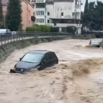 budva, poplave, avtomobil, pod-vodo