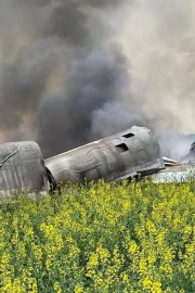 Video in foto: V Rusiji strmoglavil strateški bombnik