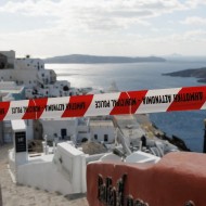 santorini, evakuacija, policijski trak